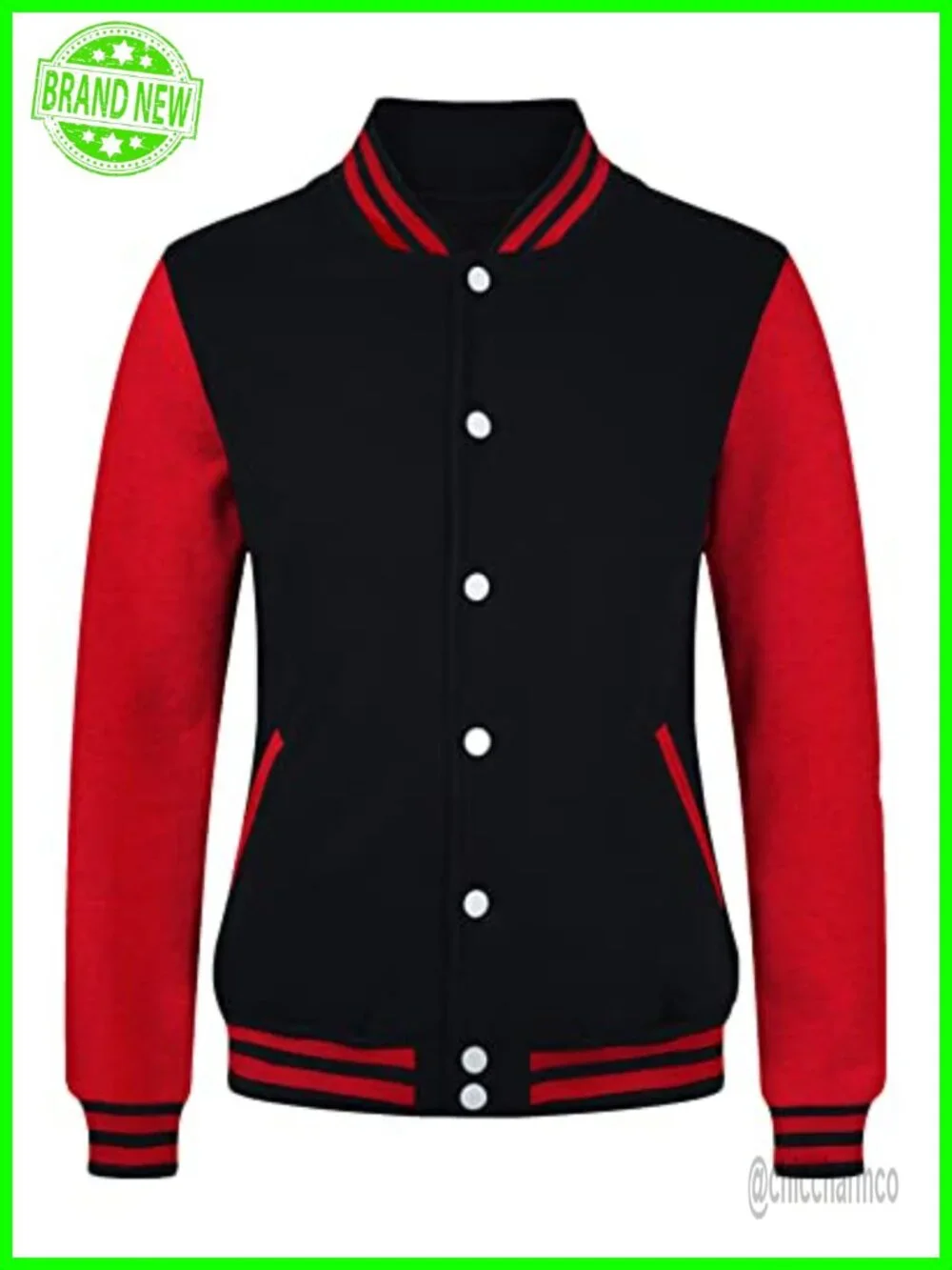 Women's Cotton Fleece Varsity Jacket Lightweight Button Down Long Sleeve